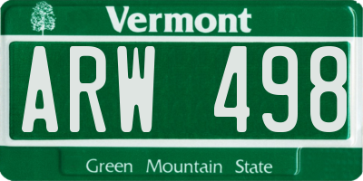 VT license plate ARW498