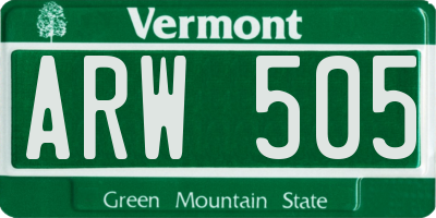 VT license plate ARW505