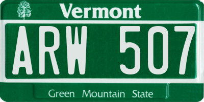 VT license plate ARW507