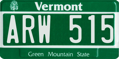 VT license plate ARW515