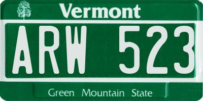 VT license plate ARW523