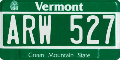 VT license plate ARW527