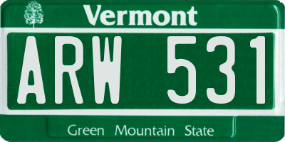 VT license plate ARW531