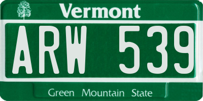 VT license plate ARW539