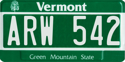 VT license plate ARW542