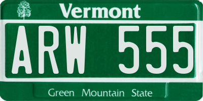 VT license plate ARW555