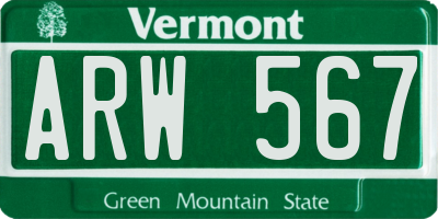 VT license plate ARW567