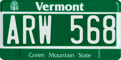 VT license plate ARW568