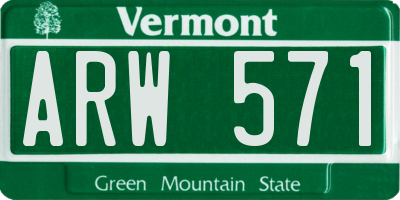VT license plate ARW571
