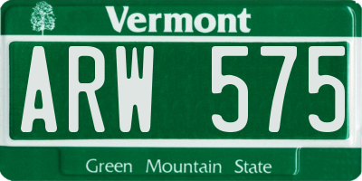 VT license plate ARW575