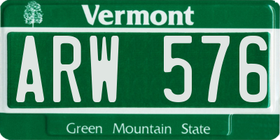 VT license plate ARW576
