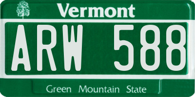 VT license plate ARW588