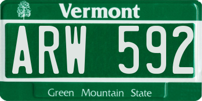 VT license plate ARW592