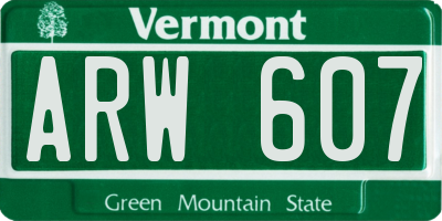 VT license plate ARW607