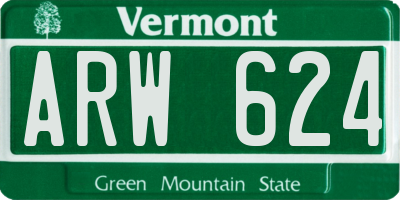 VT license plate ARW624