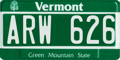 VT license plate ARW626
