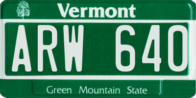 VT license plate ARW640