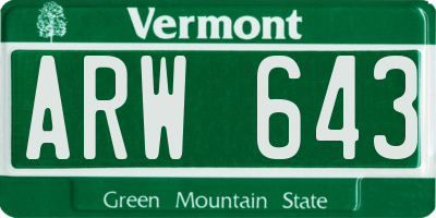VT license plate ARW643