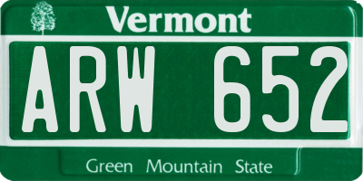VT license plate ARW652