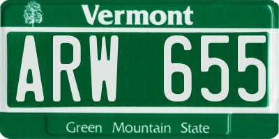 VT license plate ARW655