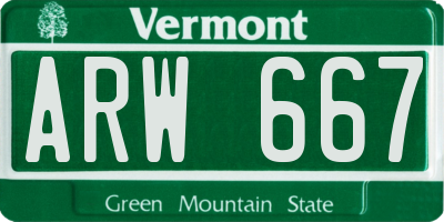 VT license plate ARW667
