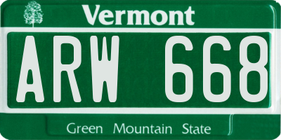 VT license plate ARW668