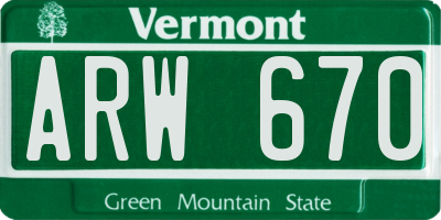 VT license plate ARW670