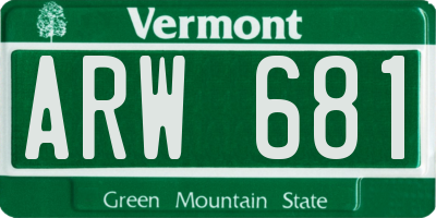 VT license plate ARW681