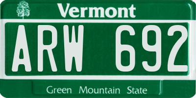 VT license plate ARW692