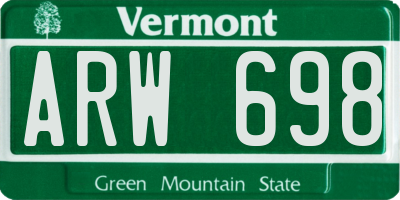 VT license plate ARW698