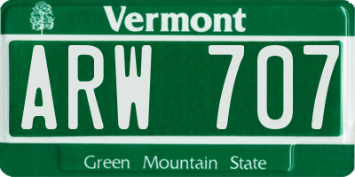 VT license plate ARW707