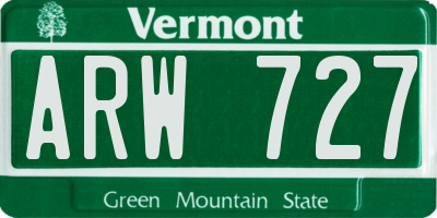 VT license plate ARW727