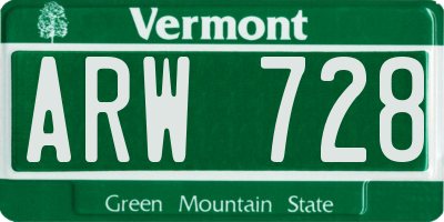 VT license plate ARW728