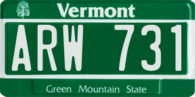 VT license plate ARW731