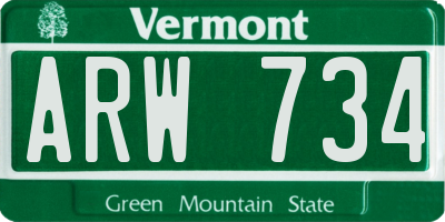 VT license plate ARW734