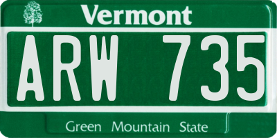 VT license plate ARW735