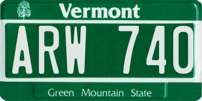 VT license plate ARW740