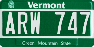 VT license plate ARW747