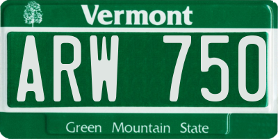 VT license plate ARW750