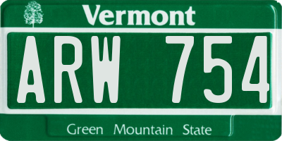 VT license plate ARW754