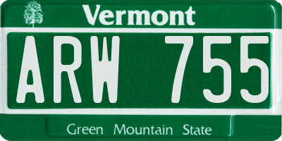 VT license plate ARW755