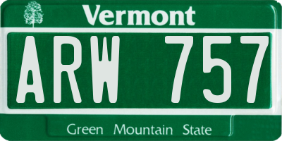 VT license plate ARW757