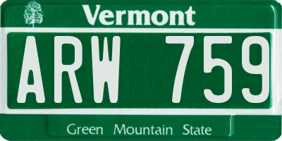 VT license plate ARW759