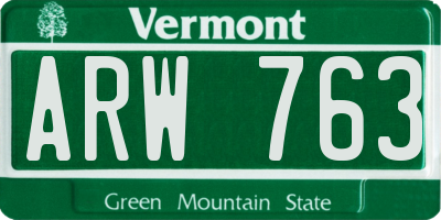 VT license plate ARW763