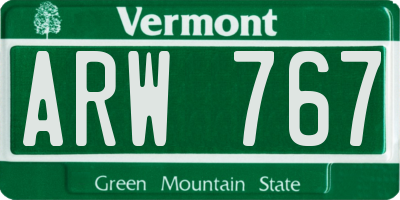 VT license plate ARW767