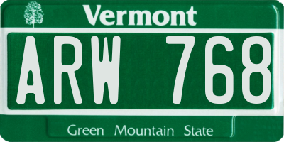 VT license plate ARW768