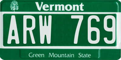 VT license plate ARW769