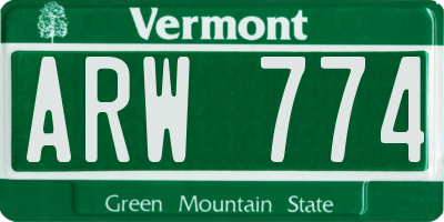 VT license plate ARW774