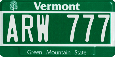 VT license plate ARW777