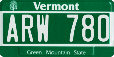 VT license plate ARW780